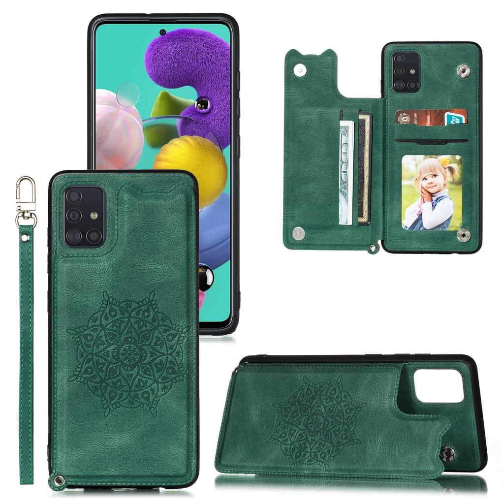 Ốp lưng điện thoại dạng ví da có ngăn đựng thẻ cho Samsung Galaxy Note10 Lite A71 A51 A41 A31 A21S A21