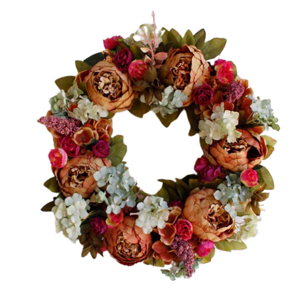 Artificial Flower Wreath Garland Home Front Door Wedding Party Decor, 2 Pcs