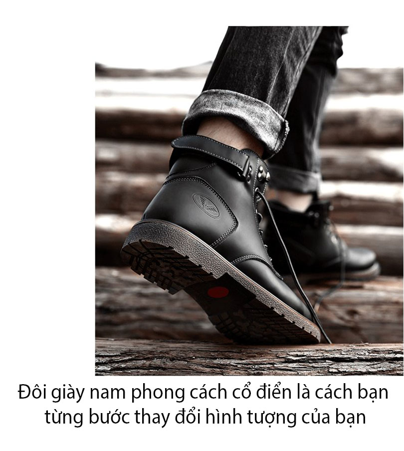Giày cao cổ da thật nam phong cách - Mã 12689