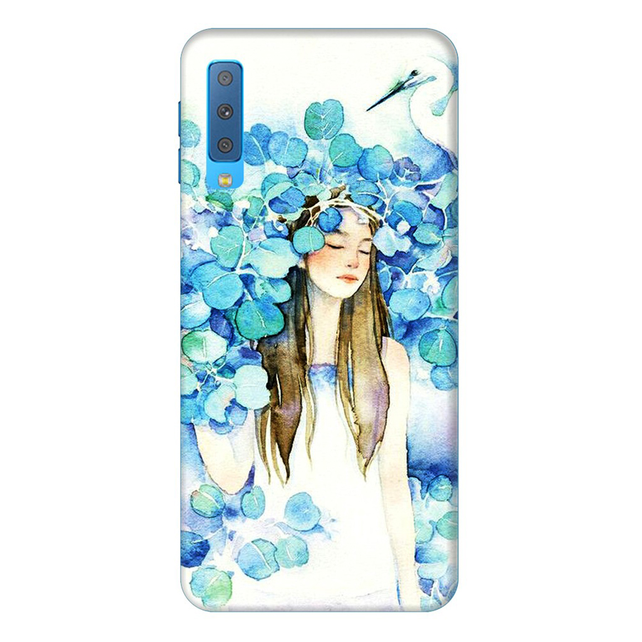 Ốp Lưng Dành Cho Điện Thoại Samsung Galaxy A7 2018 Cô Gái Lá Xanh