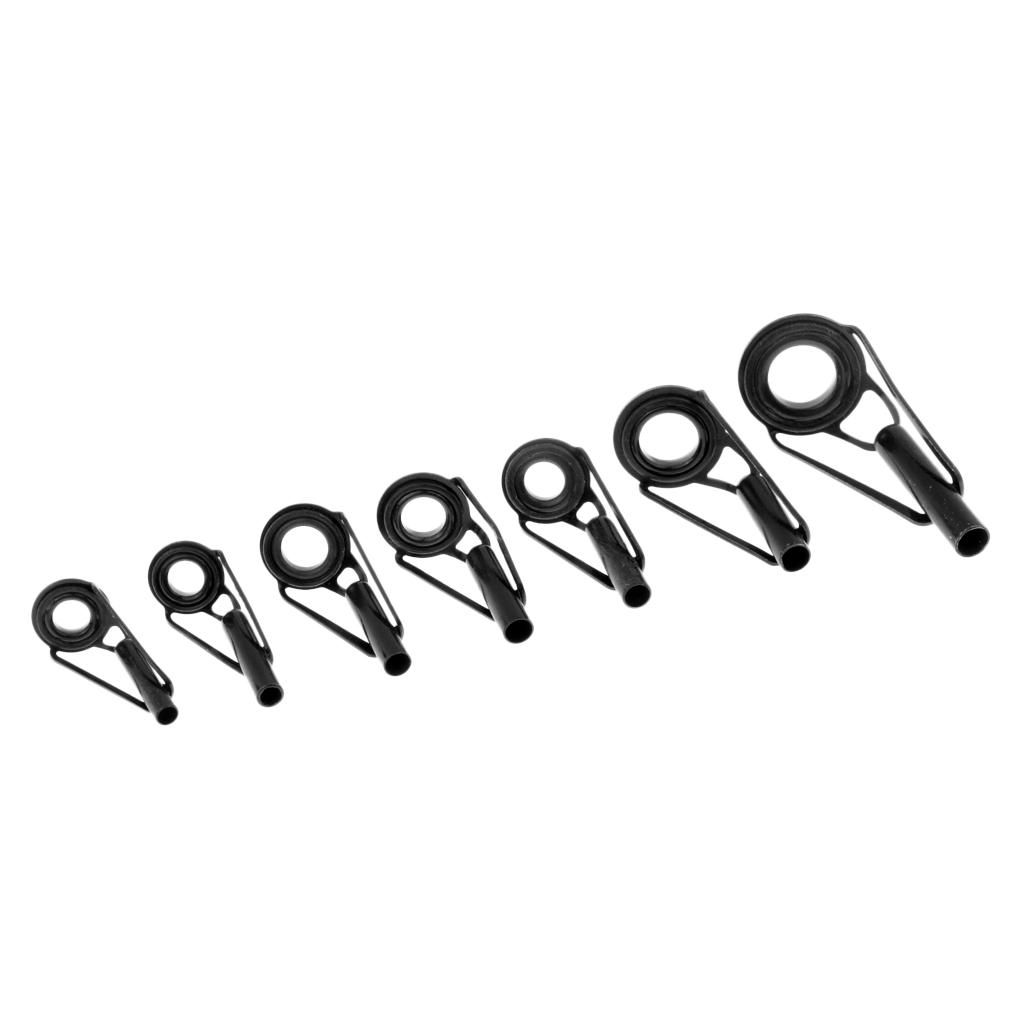 65Pcs Metal Fishing Rod Guides Ring Rod Repair Kit DIY Tips Rings