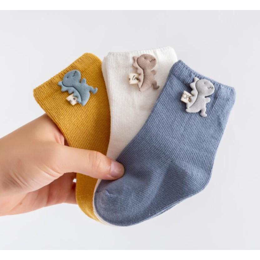 Set Tất Hàn 3 Đôi Bé Trai Bé Gái Baby Sheep Từ 0 - 3 Tuổi hình cà rốt, khủng long đáng yêu