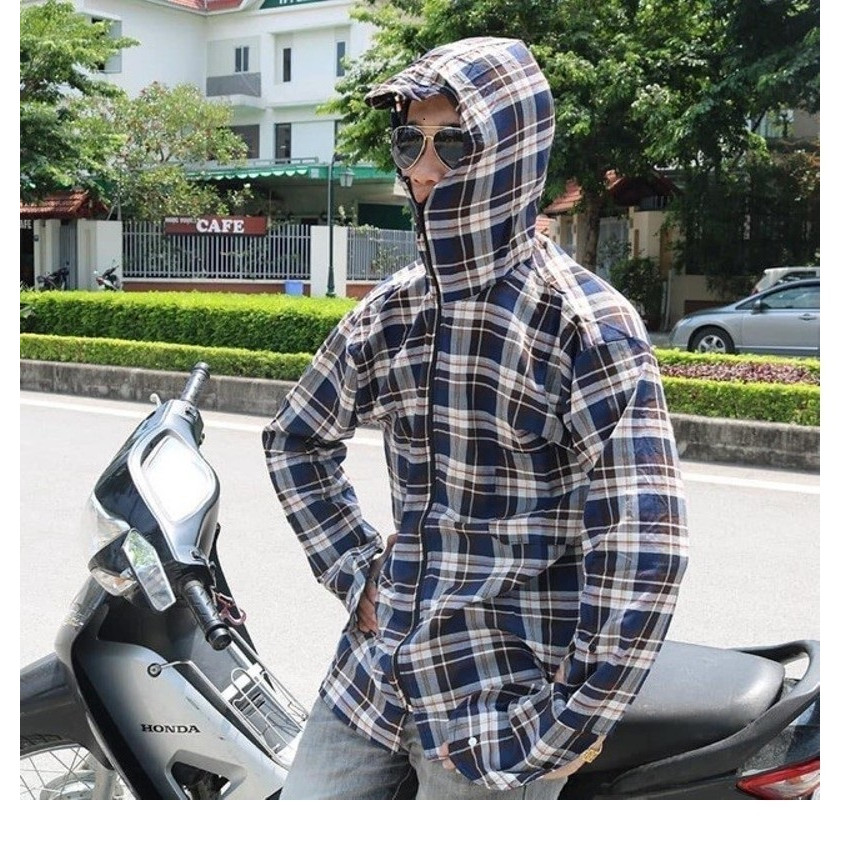 Áo chống nắng kẻ caro NAM siêu tiện dụng