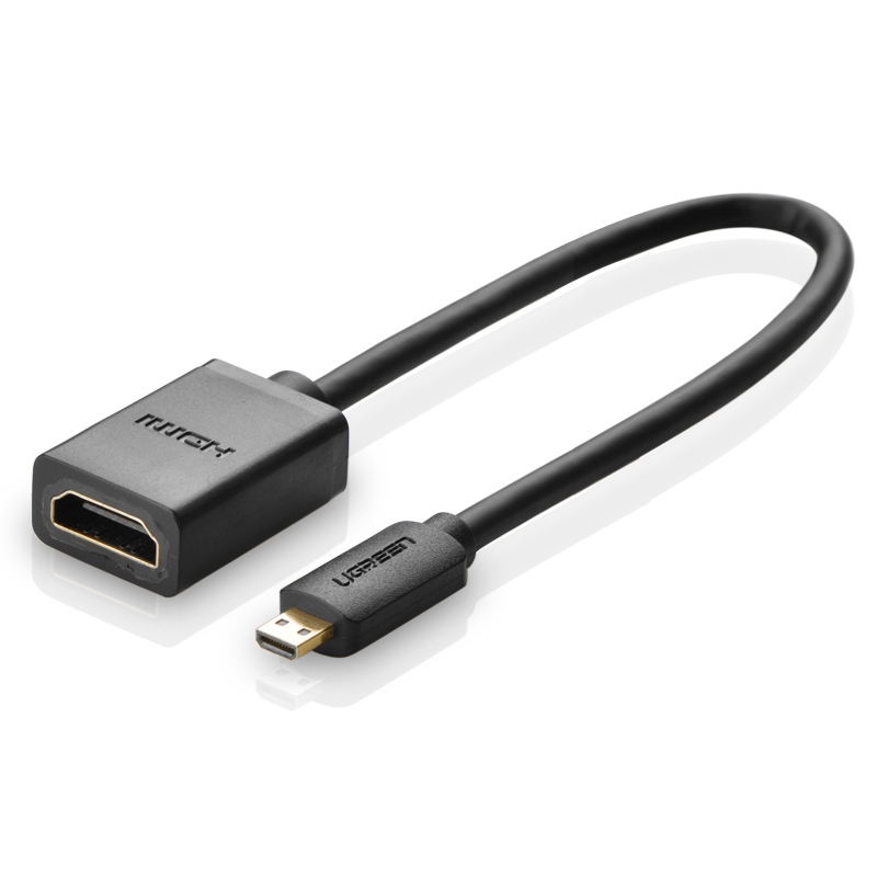 Cáp chuyển đổi micro HDMI đực sang HDMI cái dài 22cm UGREEN 20134 (màu đen) - Hàng chính hãng