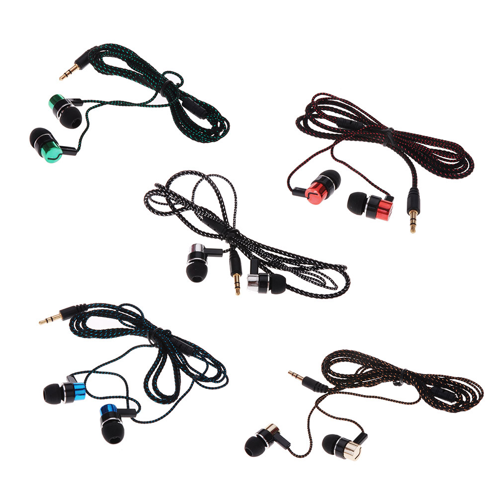Tai Nghe Nhét Tai Đường Dây Vải Sợi Phản Xạ 1,1m Cách Ly Tiếng Ồn Âm Thanh Nổi Giắc Cắm 3,5 Mm