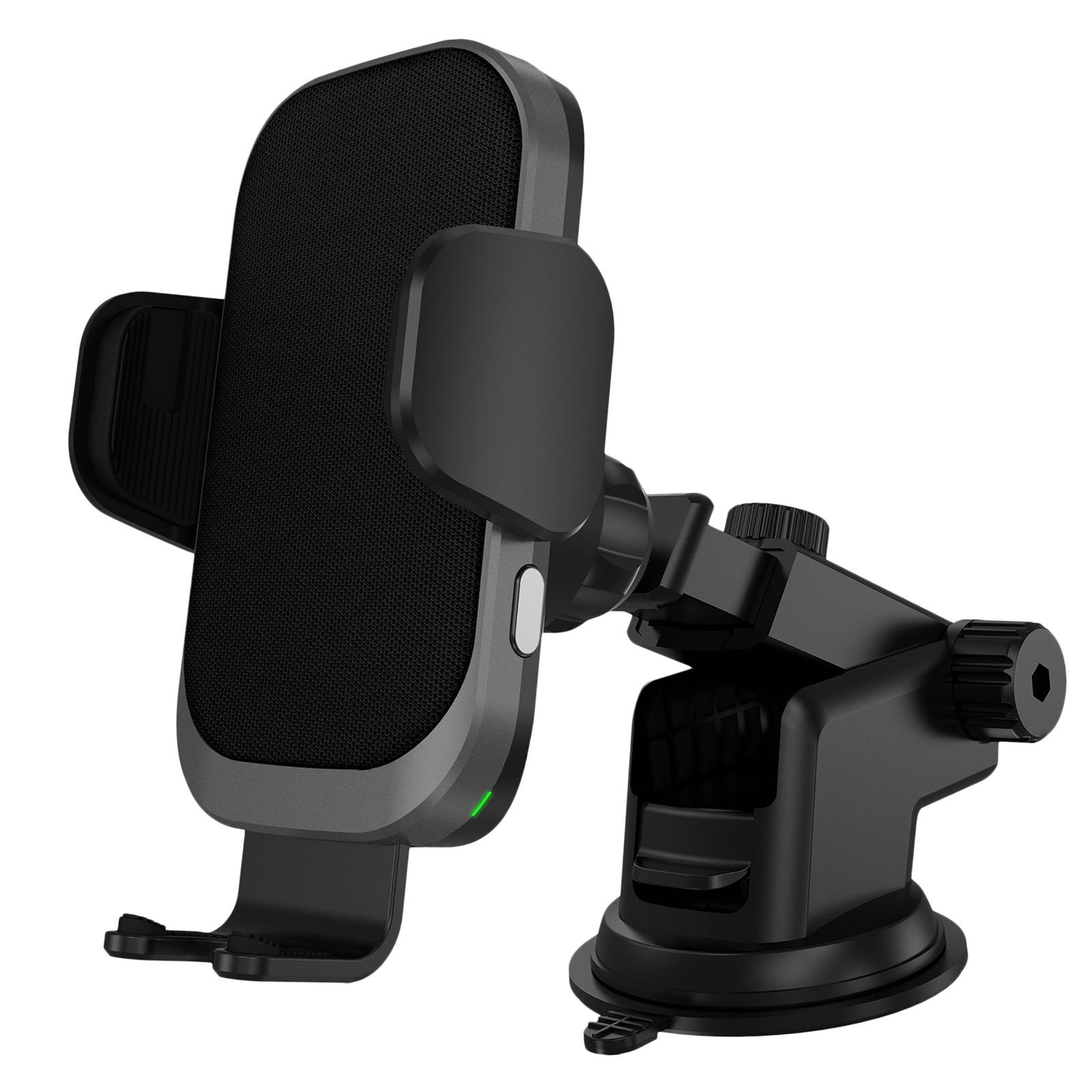 15W Wireless Car Charger Phone Holder, Built-in Cooling Fan Fast Qi Automatic Clamping Charging Air Vent Dashboard Mount Phone Stand
