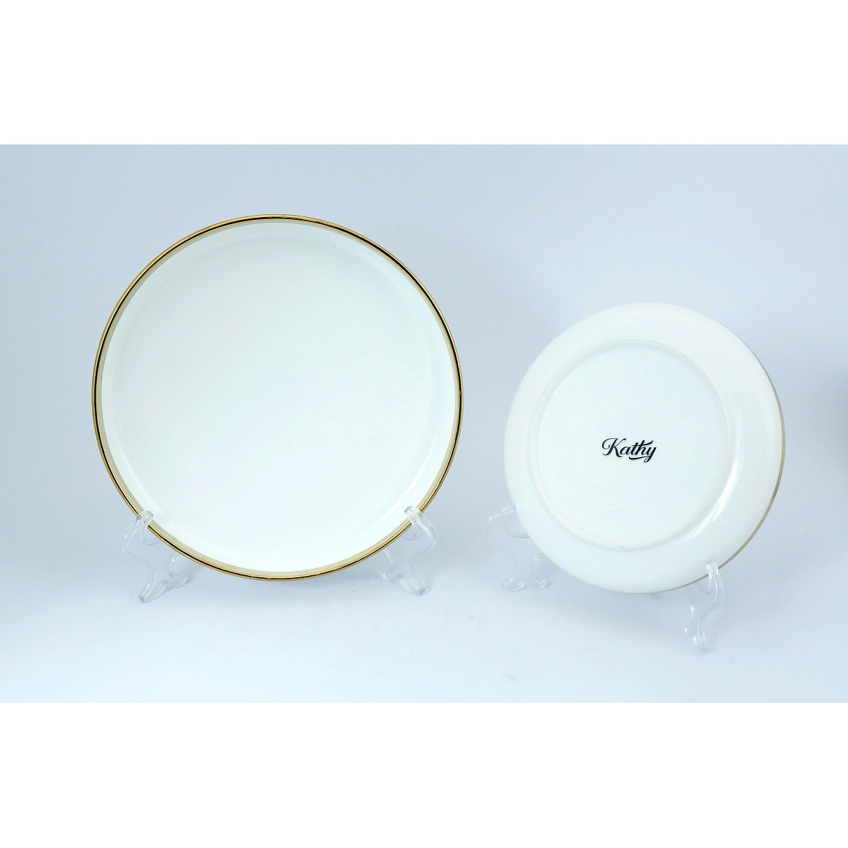 Đĩa tròn gốm sứ cao cấp phong cách hiện đại màu trắng viền vàng sang trọng 21cm SWISS WHITE 5478TM