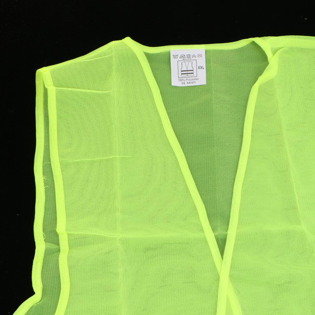 High Visibility Neon Green Safety Vest Hi Vis Reflective Jacket Large Size