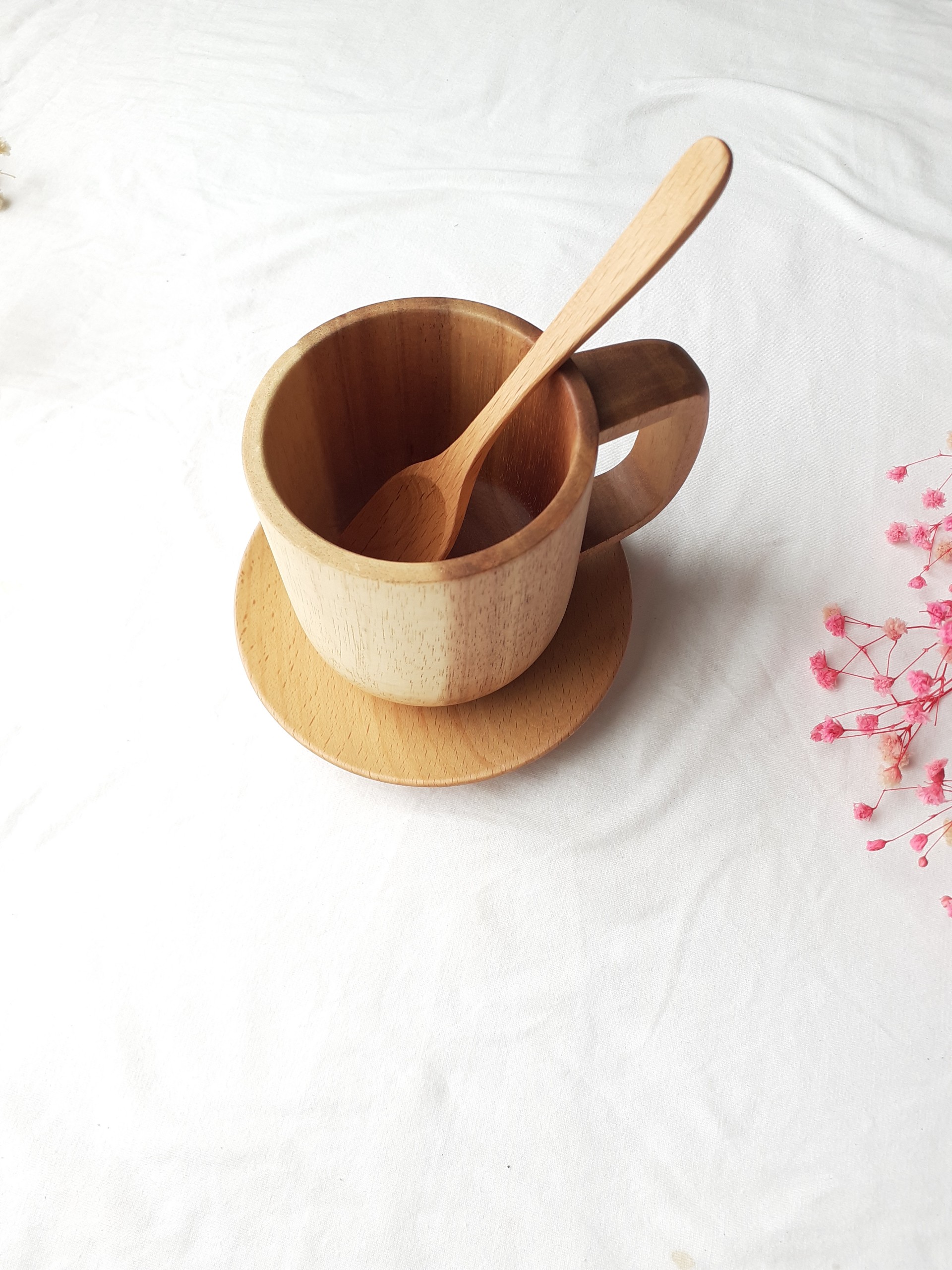 Bộ 6 thìa uống sinh tố, cafe GỖ ĐÀO cỡ vừa 15 cm x 2,5 cm