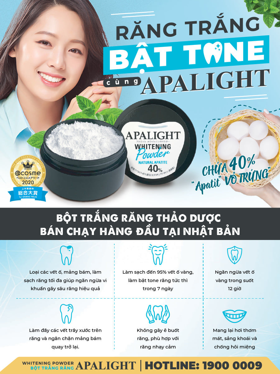 BỘT TRẮNG RĂNG APALIGHT WHITENING POWDER 26G