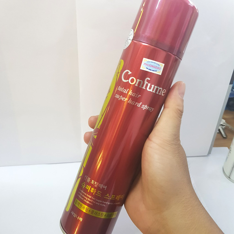 Gôm vuốt tóc siêu cứng Confume Super Hard Spray Hàn Quốc 300g tặng kèm móc khoá