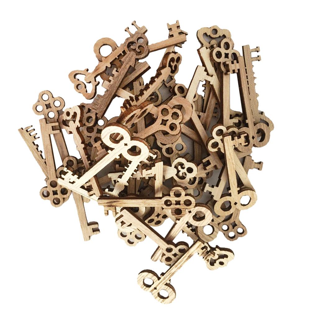 50 Cái Hỗn Hợp Chưa Hoàn Thành Phím Gỗ Hình Dạng Miếng Gỗ Cho Cardmaking Thêu Sò