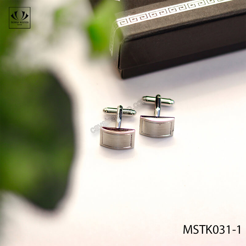 Khuy măng set, cufflinks măng set - Khuy măng set cài áo cho nam  màu trắng kim MSTK011