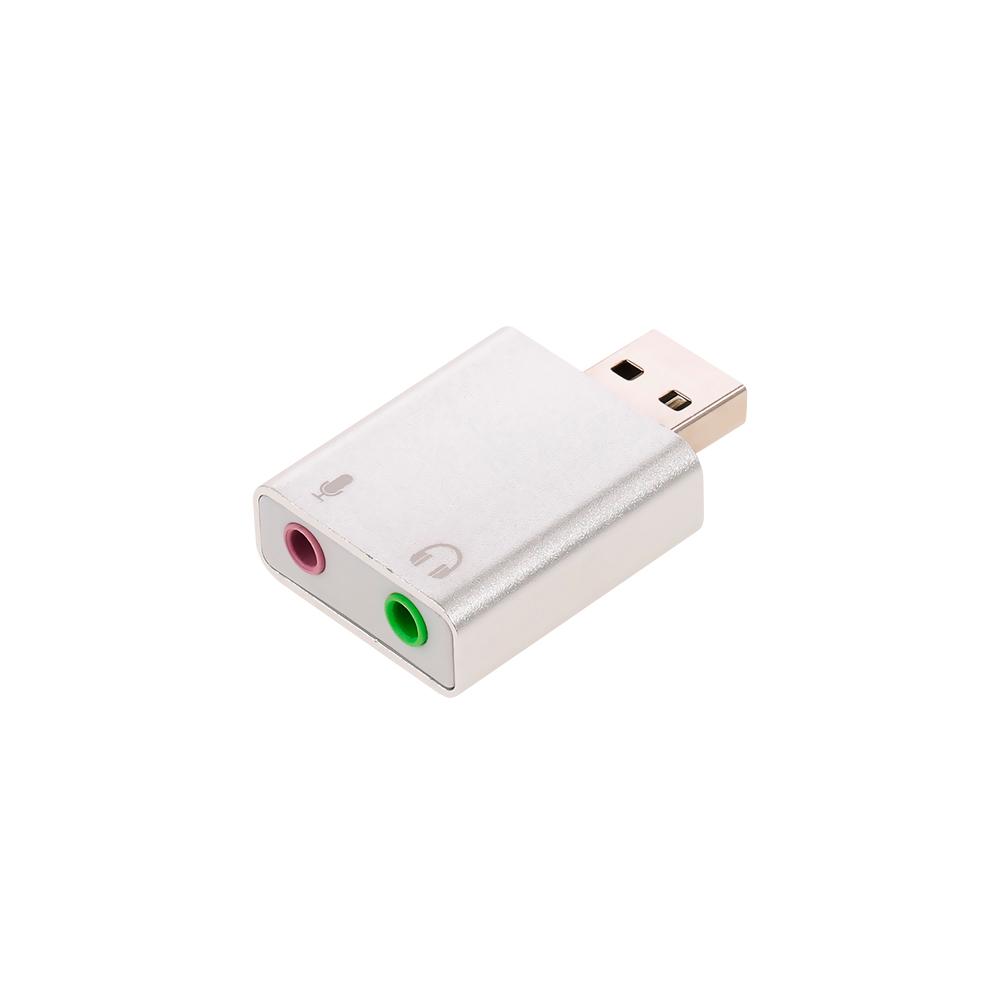 Bộ chuyển đổi âm thanh nổi Hợp kim nhôm cổng USB, micrô 7.1 với giắc cắm 3,5 mm