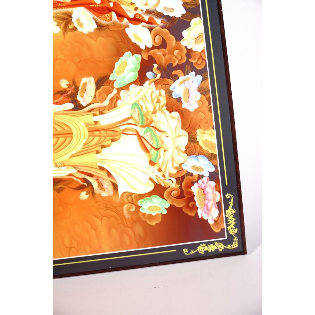 Tranh Tam Thế Phật đứng hào quang giữa bầu trời đỏ - 60x40cm