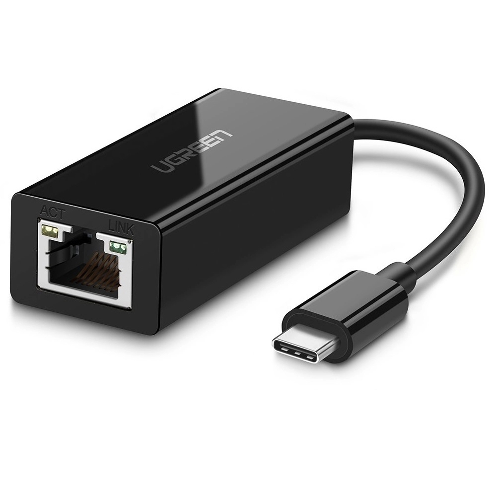 Cáp chuyển đổi USB-C dương Sang cổng Lan tốc độ cao 10/100/1000Mbps vỏ nhựa dài 15cm màu Đen Ugreen TC50307US236 Hàng chính hãng.