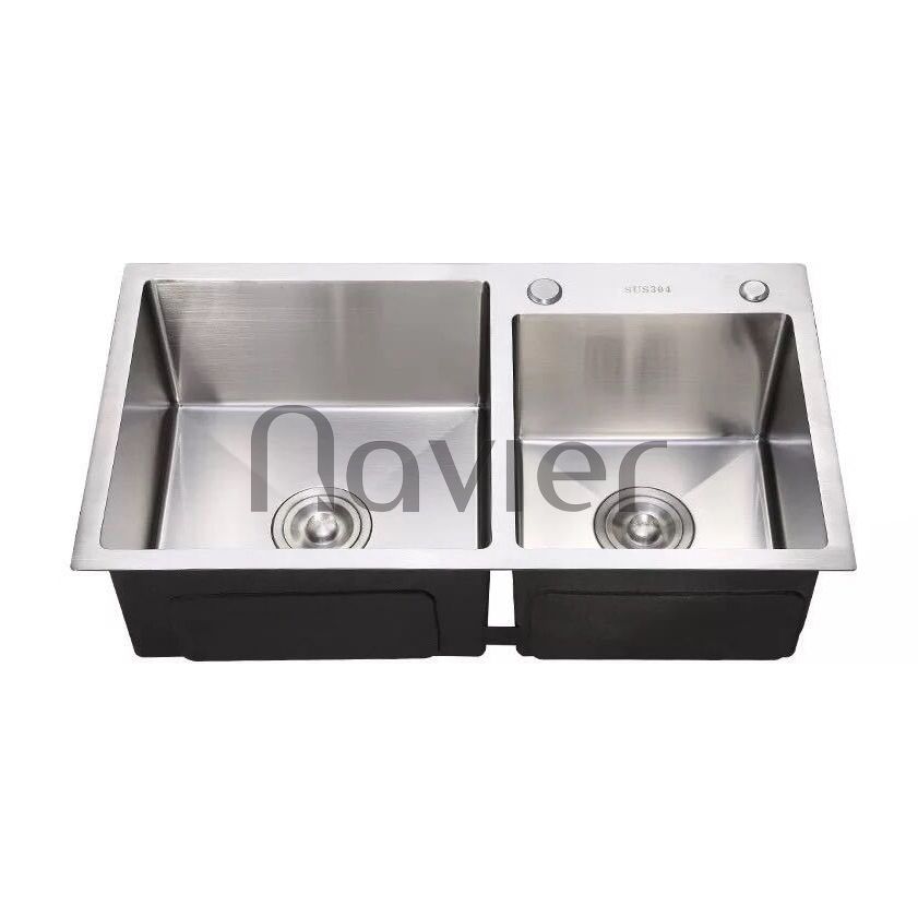 Chậu chén 2 ngăn lệch Inox304 cao cấp NV-8245L