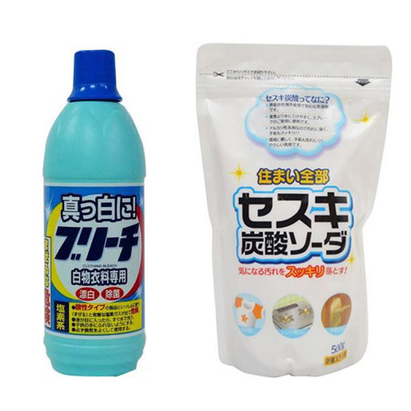 Combo Nước tẩy quần áo 600ml Rocket + Bột baking soda Sesuki 500g (tẩy trắng) Rocket nội địa Nhật Bản