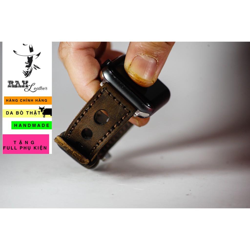 Dây đồng hồ RAM Leather da bò nâu đất handmade - RAM d1