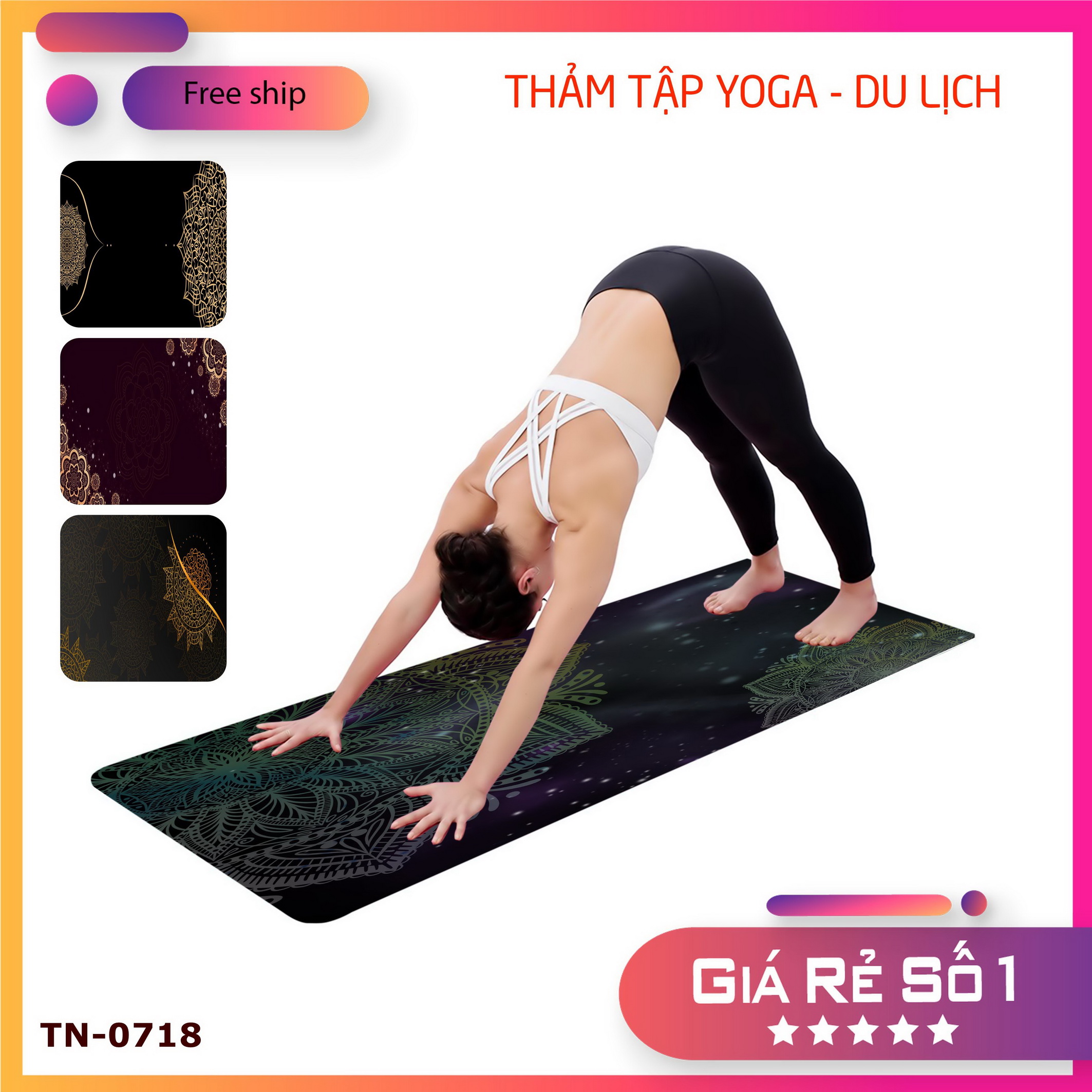 Thảm yoga ngang 80x180cm độ dày 4.5mm Có Đế Chống Trơn Trượt SP Nhiều Mẫu Giá Tốt