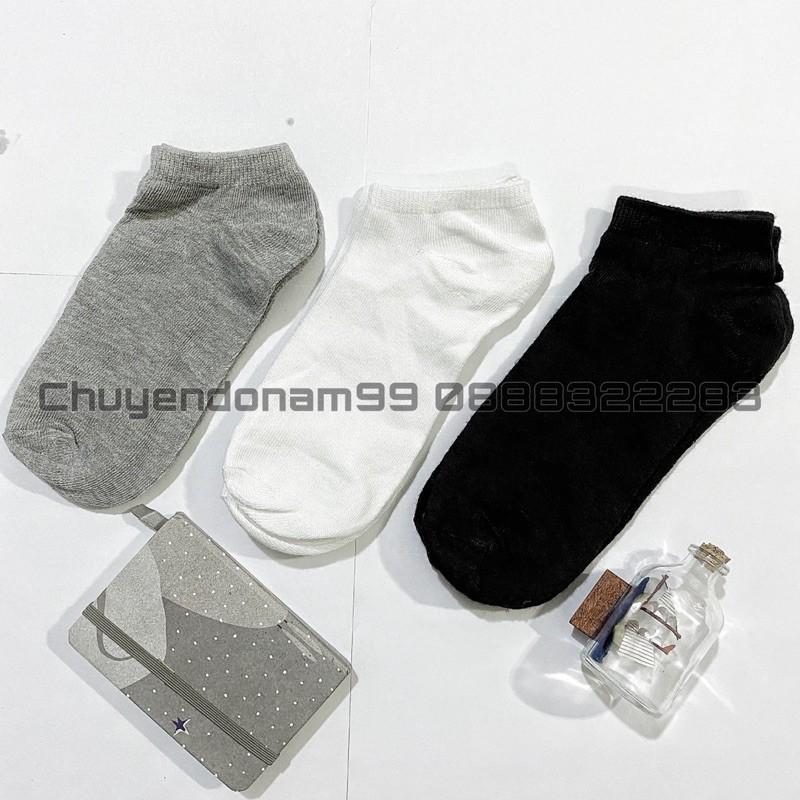 Tất nam cổ ngắn, Vớ nam nữ cổ thấp tất trơn 3 màu sợi cotton dệt kim thoáng mát chống hôi chân