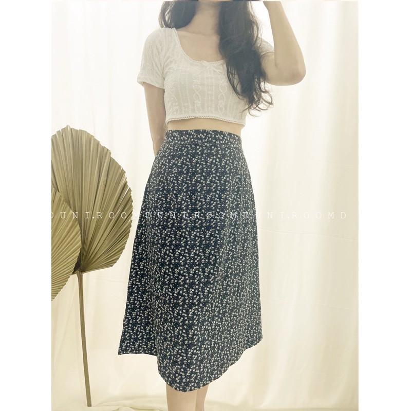 Pearl Set váy hoa nhí đen trắng