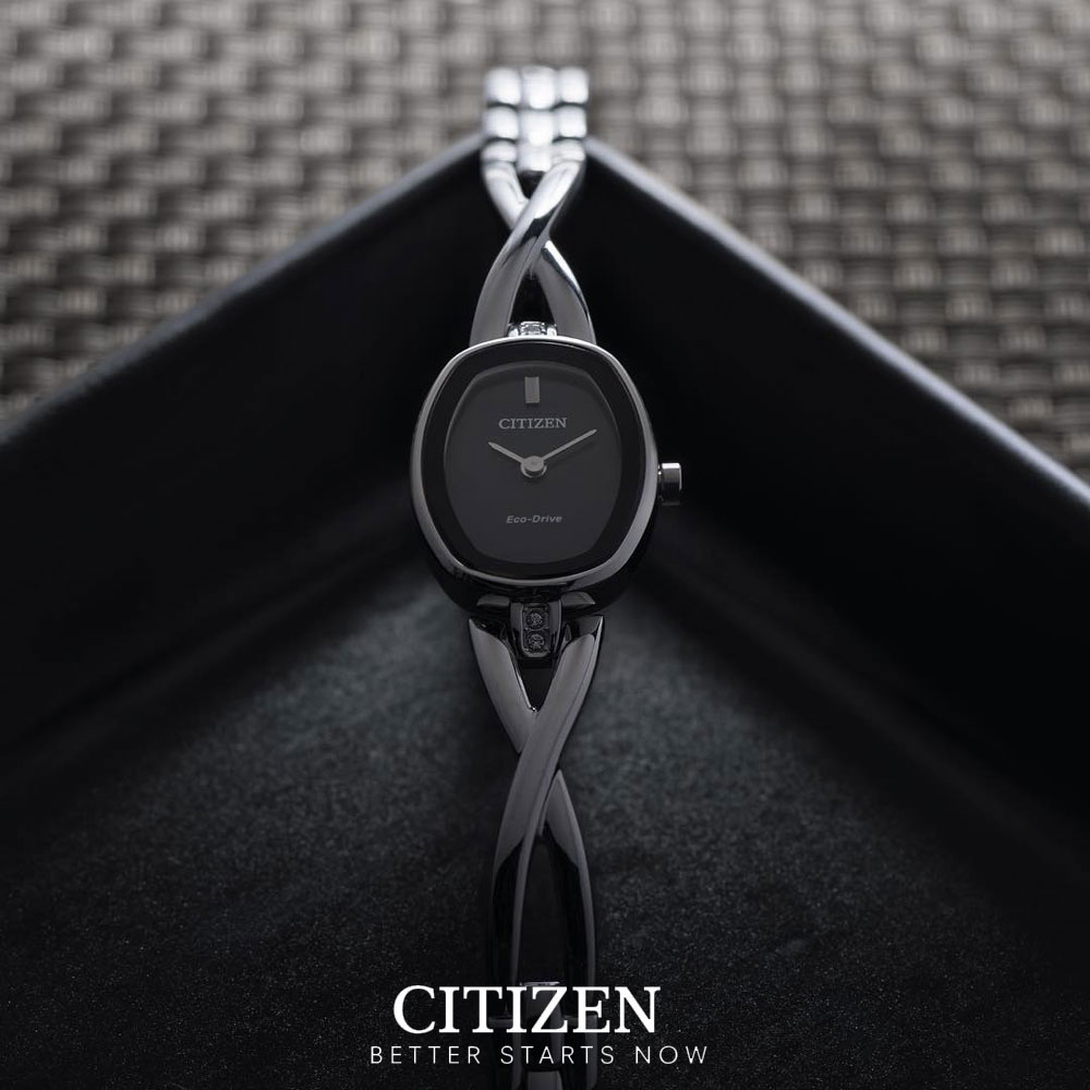 Đồng Hồ Nữ Citizen Đính Đá Swarovski Dây Thép Không Gỉ EX1410-88E - Mặt Đen