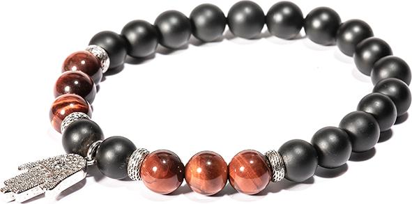 Vòng tay đá thiền Obsidian mix Mắt hổ đỏ và bàn tay Hamsa BROBS08MH01 - VietGemstones