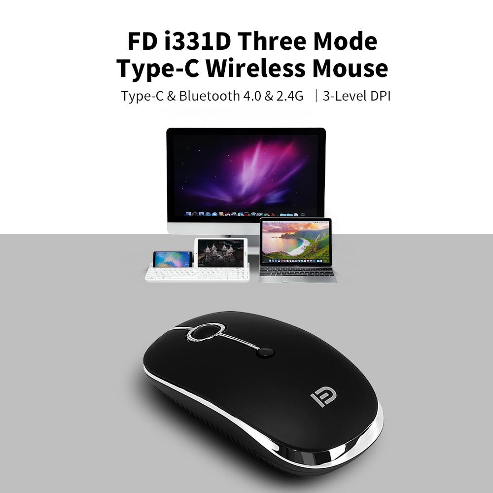 Chuột FUDE i331D 3 Chế độ 2000DPI  có thể điều chỉnh có thể sạc lại không dây với 2.4G USB Loại C Bluetooth 4.0