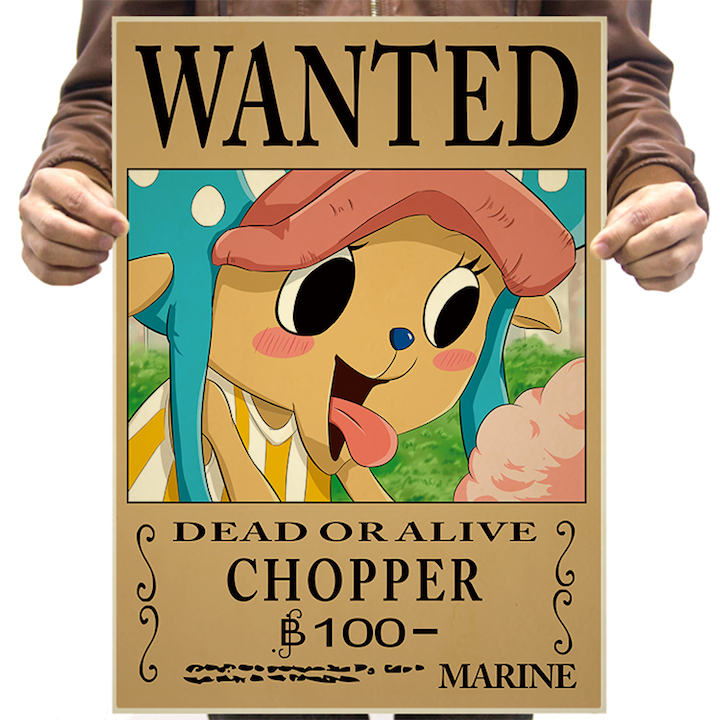 Bộ 9 tấm poster anime dán tường Wanted Băng Mũ Rơm - One Piece