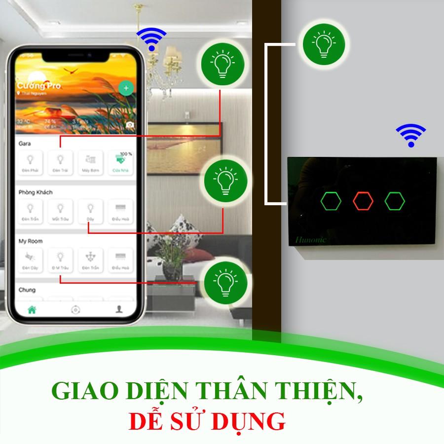Công tắc thông minh Smart Home 3 nút tích hợp ổ hỗ trợ Google Assistant . Công tắc cảm ứng WIFI kính cường lực- Công tắc