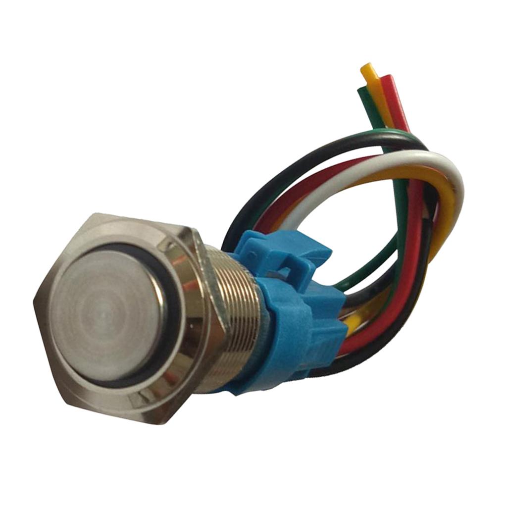 3-6V LED 16mm Momentary Push Button Switch IP65 with Wire Connector Yellow