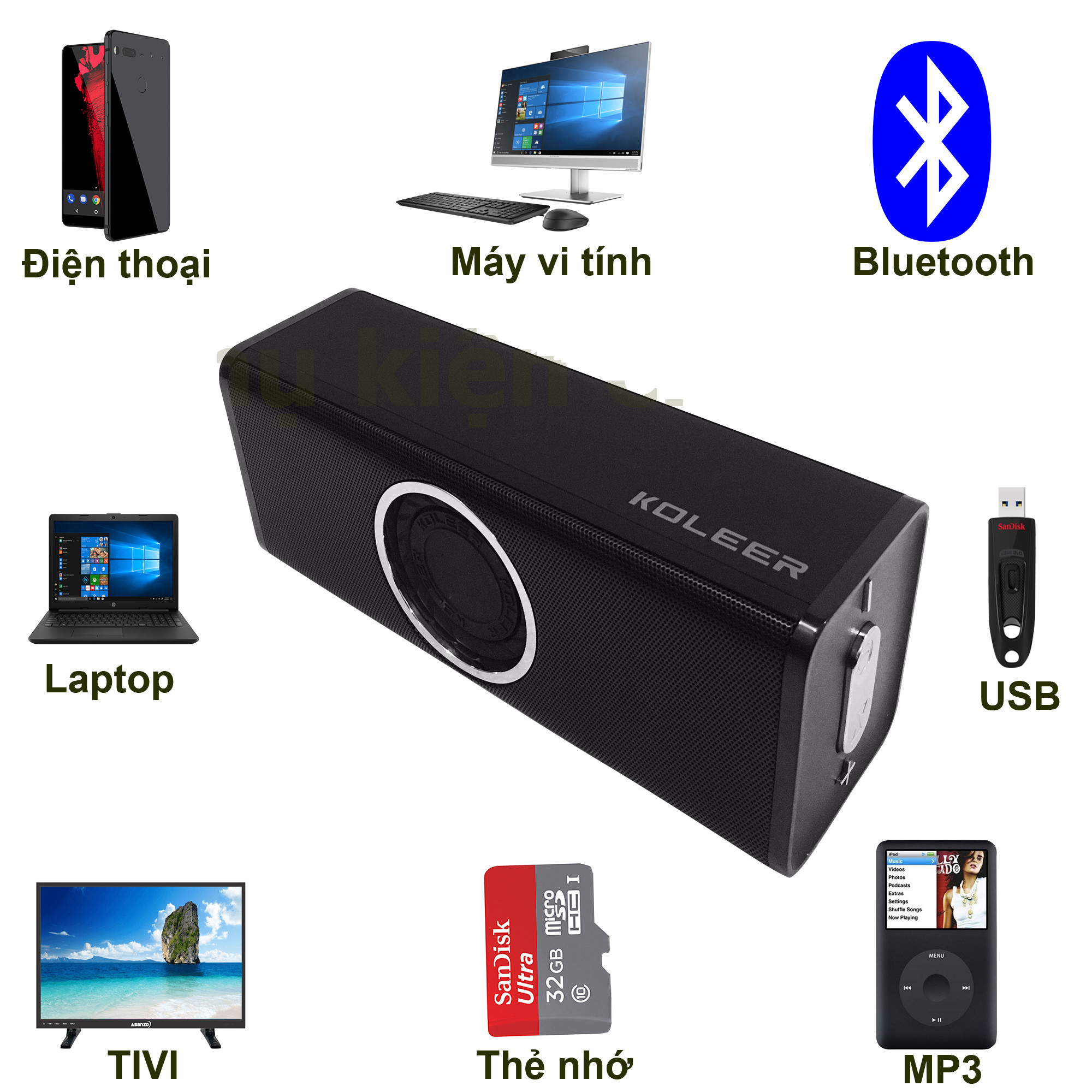 Loa Bluetooth H5 Bass âm Thanh Sống Động chuẩn HIFI 3 trong 1 PF112