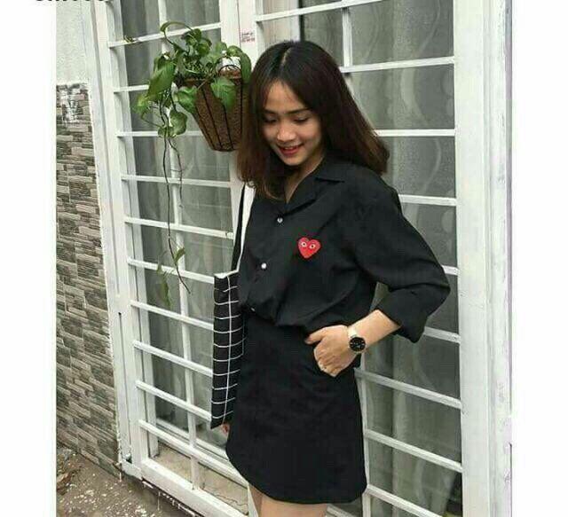 ÁO SƠ MI THÊU TRÁI TIM UNISEX