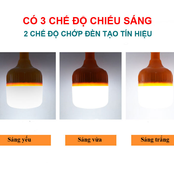 BÓNG ĐÈN TÍCH ĐIỆN 80W CÓ KÈM BỘ SẠC - CÓ MÓC TREO.