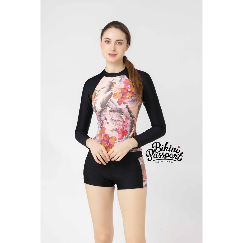 Đồ bơi Nữ BIKINI PASSPORT kiểu Hai mảnh áo tay dài, quần short phối họa tiết- màu Floral - BS375_FLO