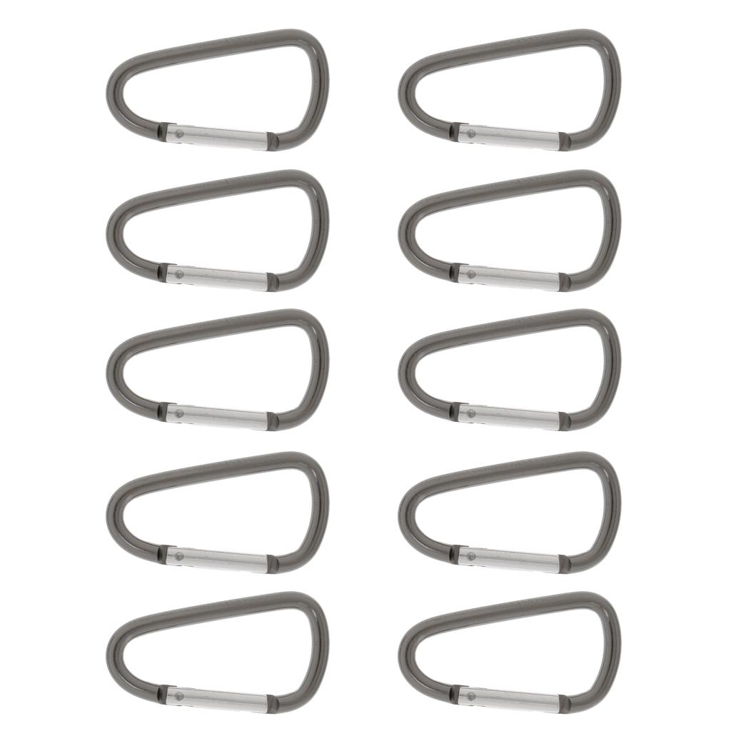 10x Aluminum D-ring Locking Carabiner Keychain Spring Clip Lock Carabiner Hook Outdoor Camping Equipmengt For Outdoor ,Camping, Fishing, Hiking, Traveling