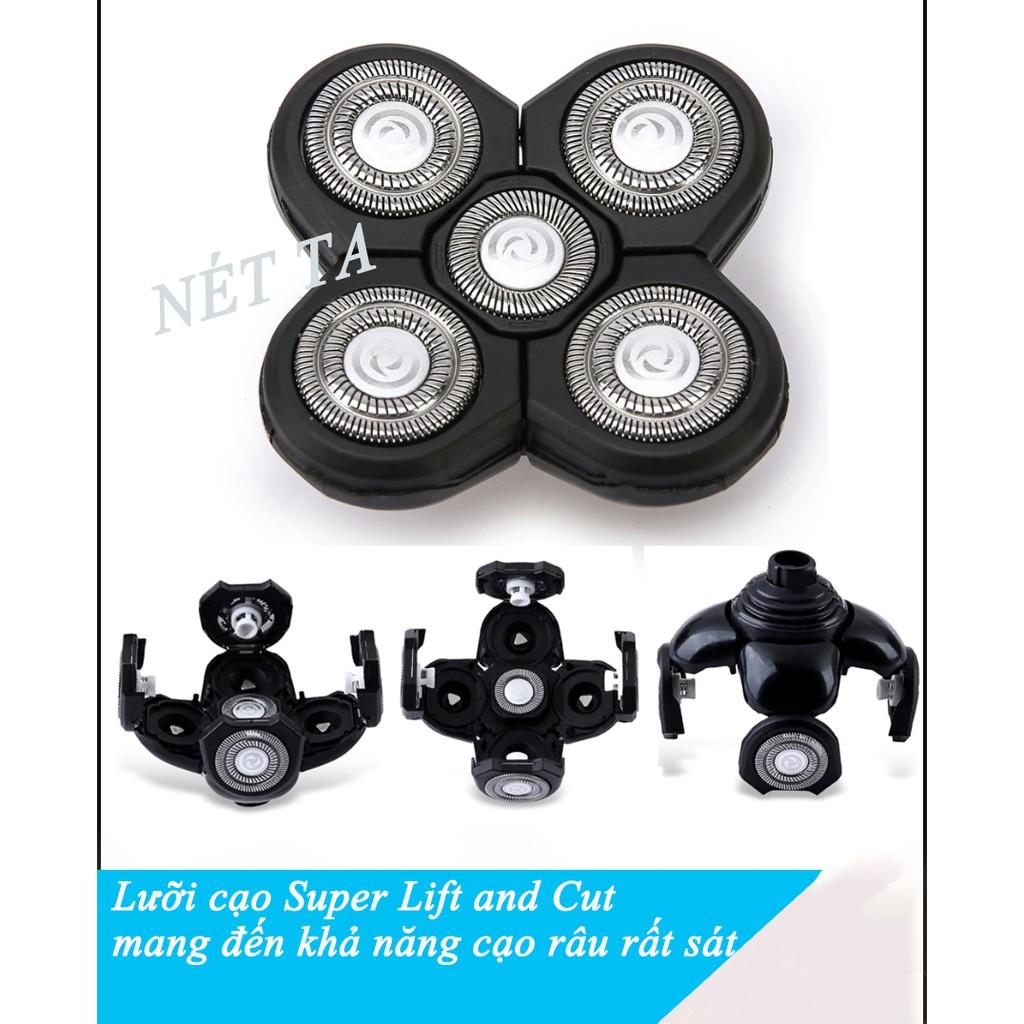 Máy cạo râu Kemei KM-6181 chống thấm nước IPX4 lưỡi nổi 5D có thể cạo khô và ướt cạo sát có màn hình LRD hiển thị thông minh, đầu tỉa phụ dùng cạo tải tóc mai, ria mép tiện lợi