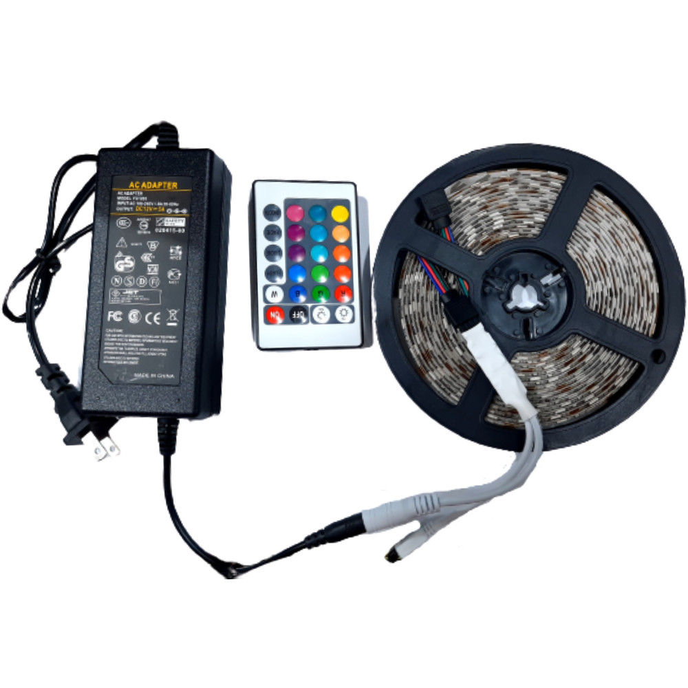Combo Đèn LED Trang Trí Đủ Màu 5m 12V Có Keo Dán + Nguồn + Điều Khiển