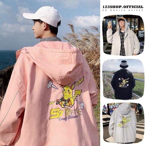 Hình ảnh Áo Khoác Dù Chống Nắng 123SHOP Cho Nam Nữ Đôi Có 3 Màu, Ulzzang Unisex in hình PIKa Form Rộng Jacket