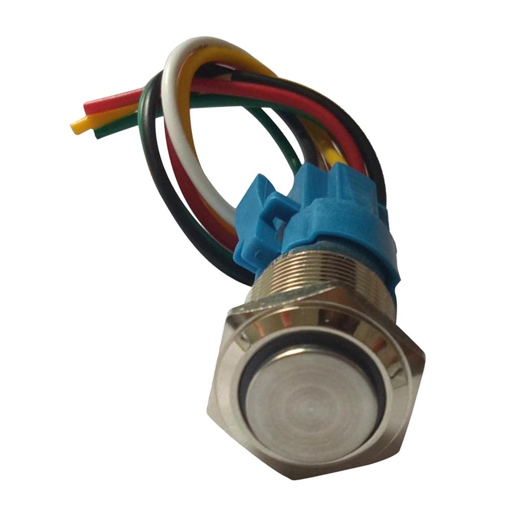 3-6V LED 16mm Momentary Push Button Switch IP65 with Wire Connector Yellow