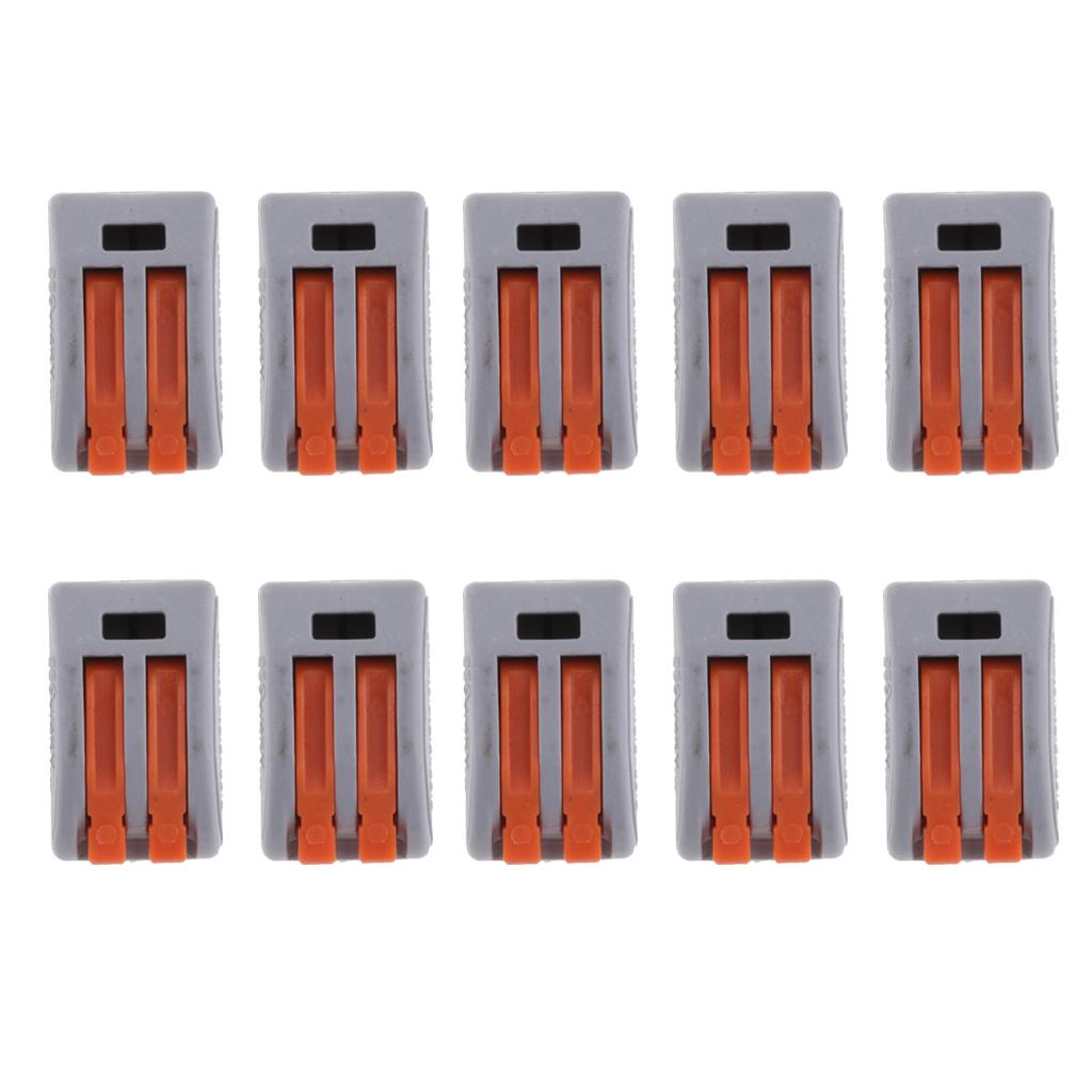 5x10Pcs Spring Lever-Nuts Terminal Block Electric Cable Wire Connectors 2 Way