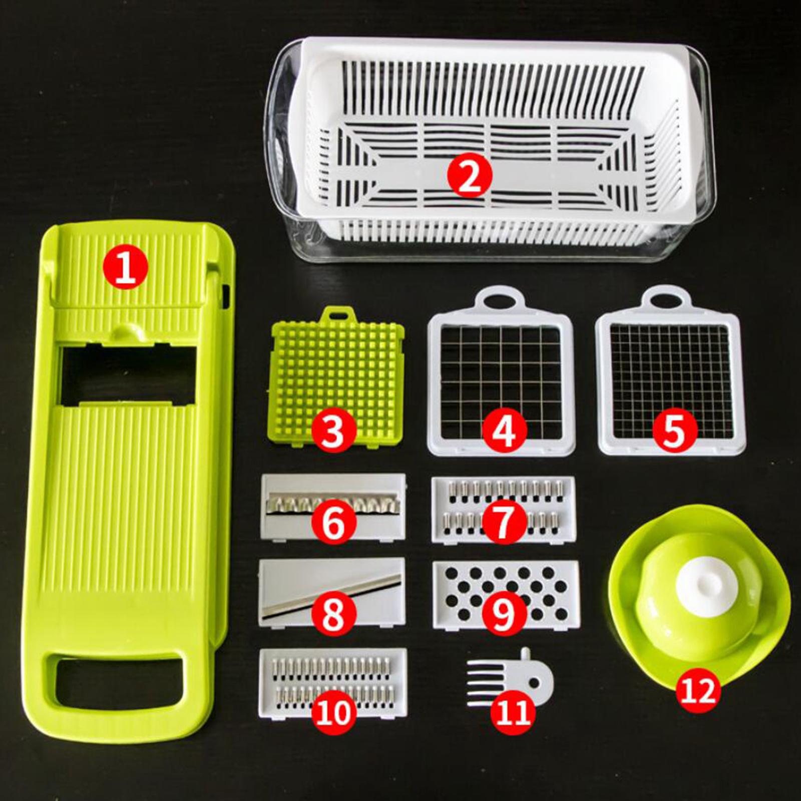 8 in 1 Vegetable Chopper for Salad Potato Food Chopper Kitchen Gadgets green