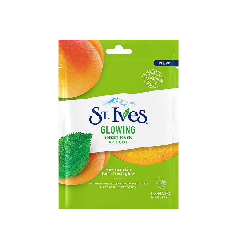 Combo 5 Mặt nạ giấy dưỡng da St.Ives chiết xuất Trái Mơ Glowing Apricot 23ml