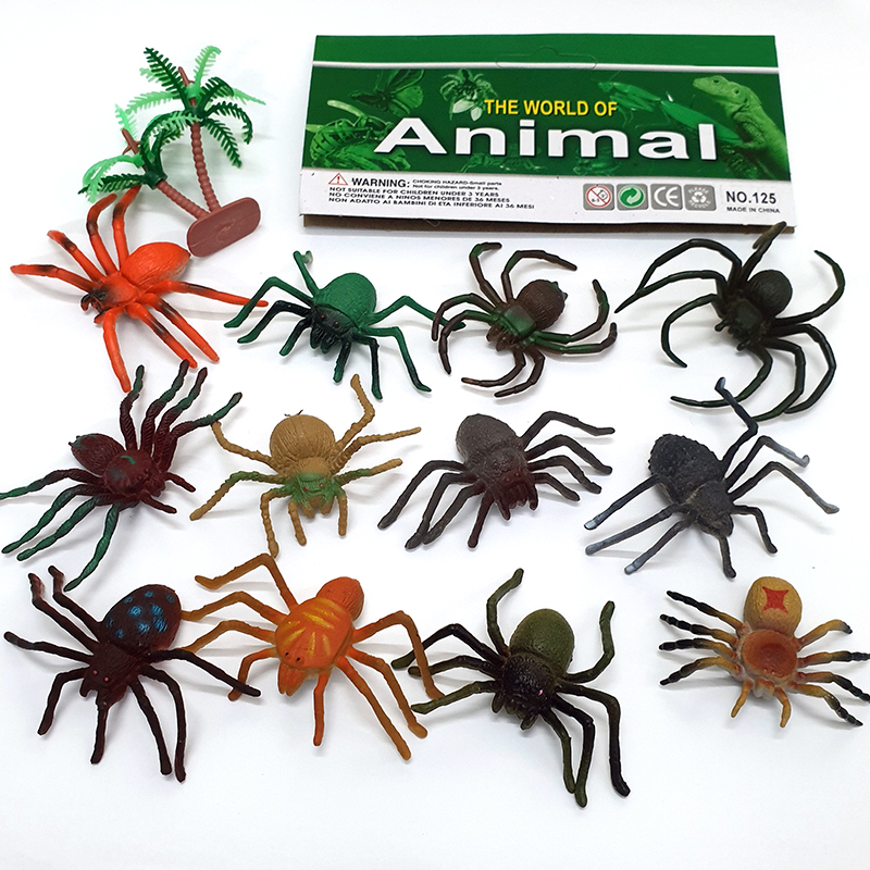 Bộ 12 đồ chơi NHỆN mô hình thế giới động vật Animal World cho bé trên 3 tuổi chất liệu nhựa dẻo an toàn