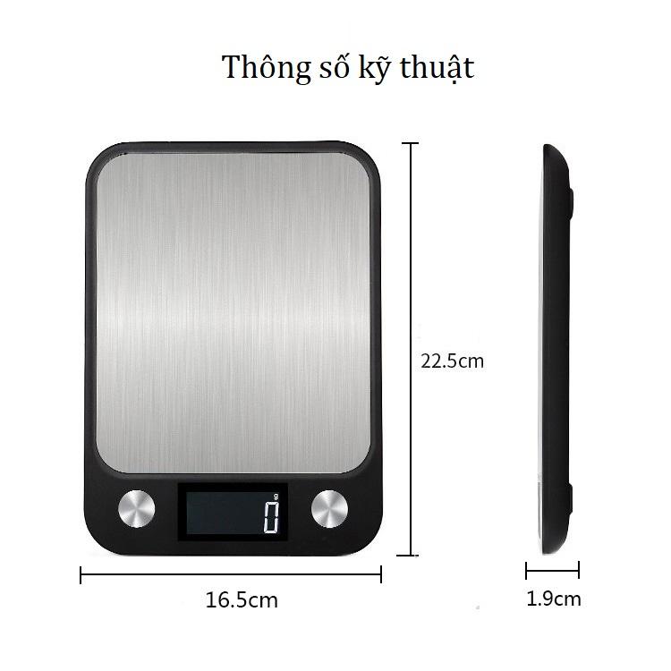 Cân điện tử siêu mỏng để bàn- Cân thực phẩm nhà bếp tải trọng 10kg/1g (Tặng 2 móc treo đồ dán tường ngẫu nhiên)