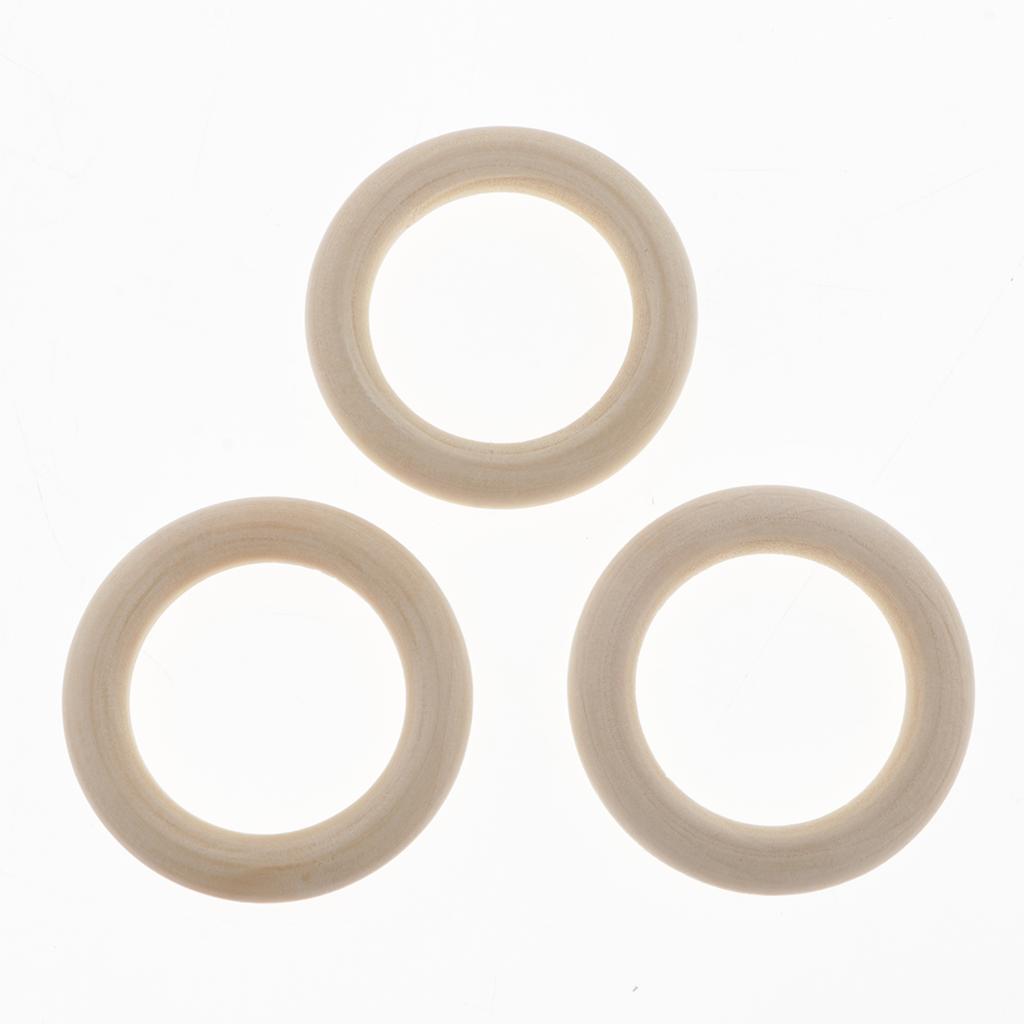 80x Unpainted Wooden Circle Rings Plain Hoop Loop Connector For Art Craft