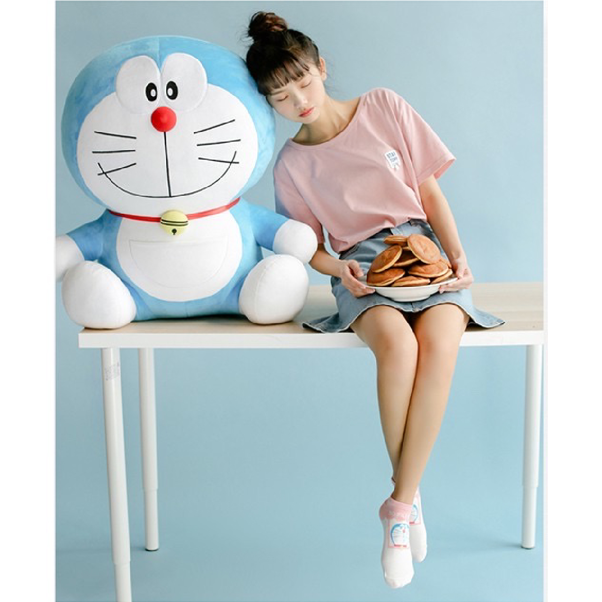 Set hộp 4 đôi tất nữ NICESOKS chất liệu cotton cao cấp, ngắn cổ thể thao, họa tiết Doraemon , hàng chính hãng NS5010FS