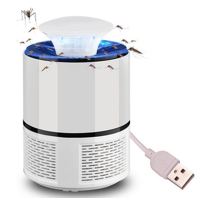 Máy bắt muỗi cao cấp có đèn led, cắm cổng USB V2 (Tặng kèm 3 nút kẹp cao su giữ dây điện- Màu ngẫu nhiên)