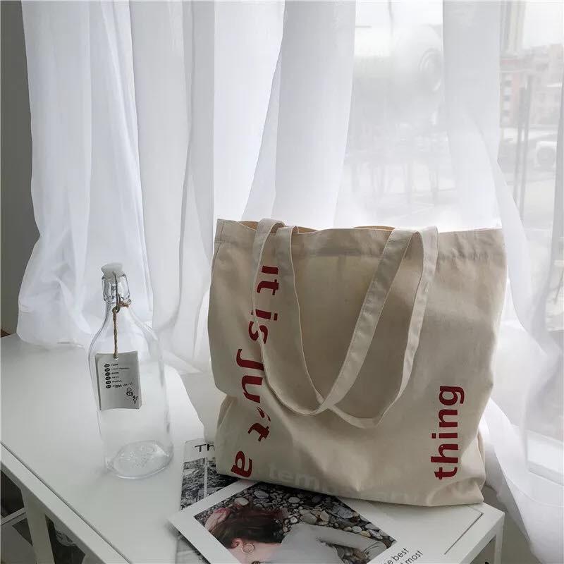 (Freeship từ 50k)Túi Tote Vải TEMPORARY Chất Vintage siêu đẹp (có khóa kéo)